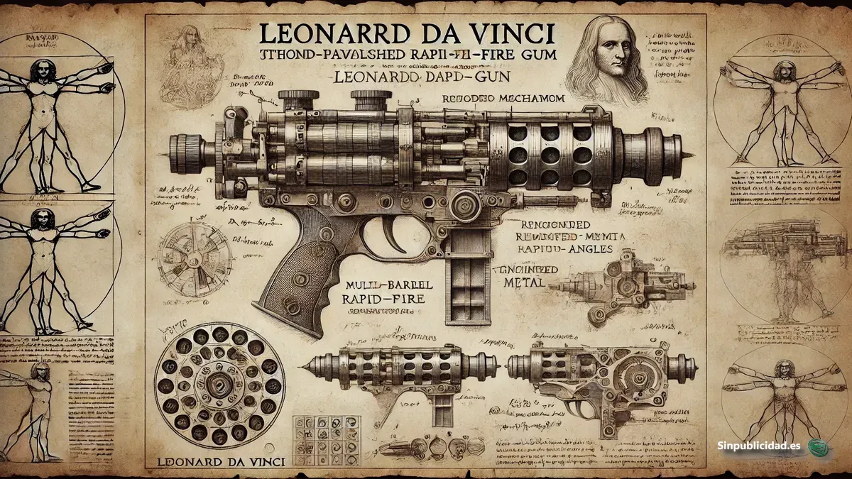Diseño avanzado de la ametralladora de Leonardo con optimización en los ángulos de disparo y mecanismo de recarga