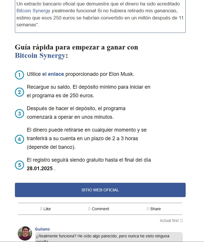 ejemplo de web falsa para estafar